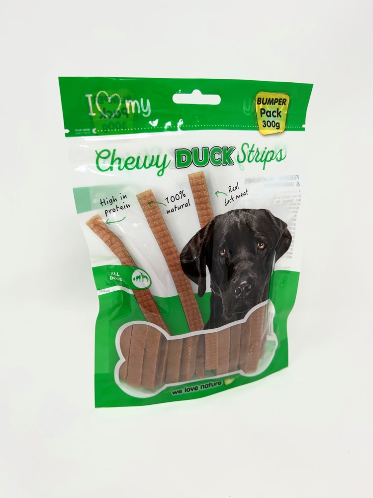 I Love My Pet Chewy Duck Strips Bumper Pack 300g