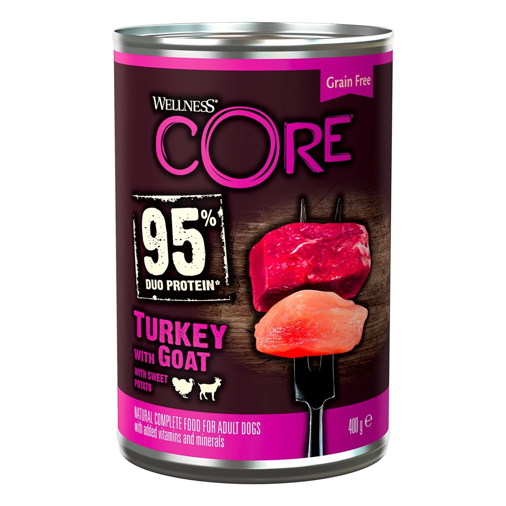 Wellness Core Can 95% Turkey and Goat with Sweet Potato 400g