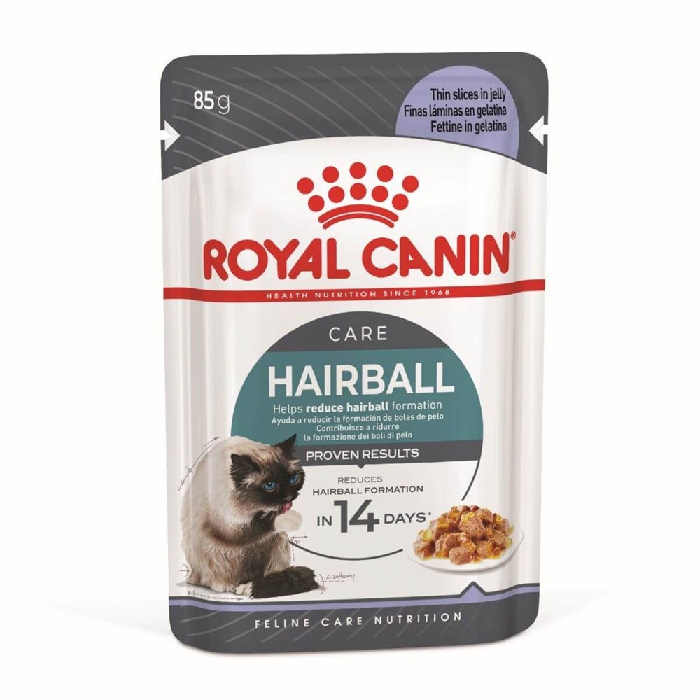 Royal Canin Hairball Care Wet Adult Cat Food in Jelly 12 x 85g Pouch