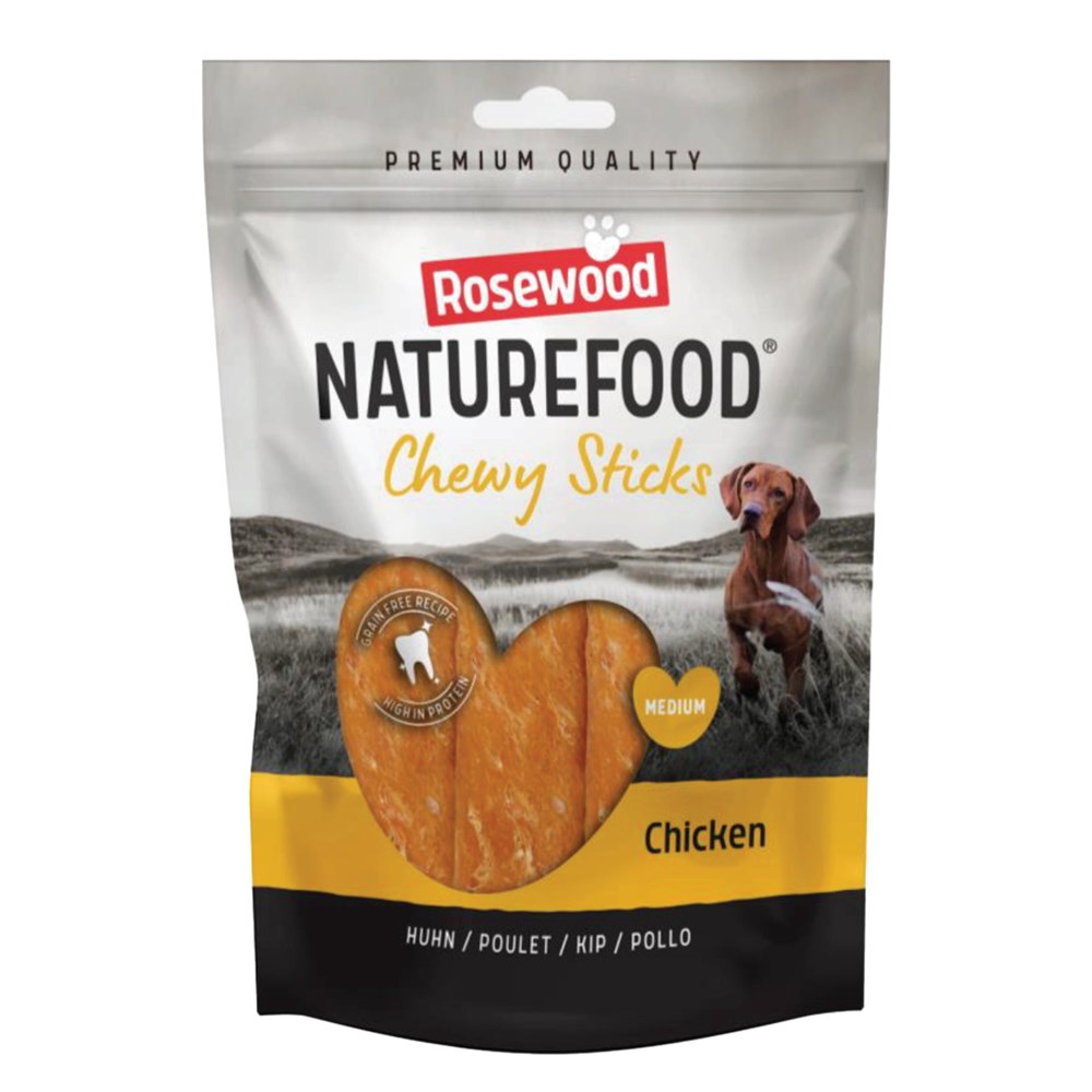 Naturefood Chewy Sticks Chicken Mediums 4 Piece 100g Rosewood Dog Treats Farm Pet Place