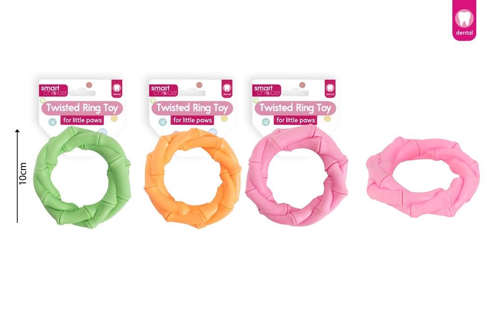 Smart Choice Small Dog/puppy Rubber Ring Toy 3 Colours 10cm