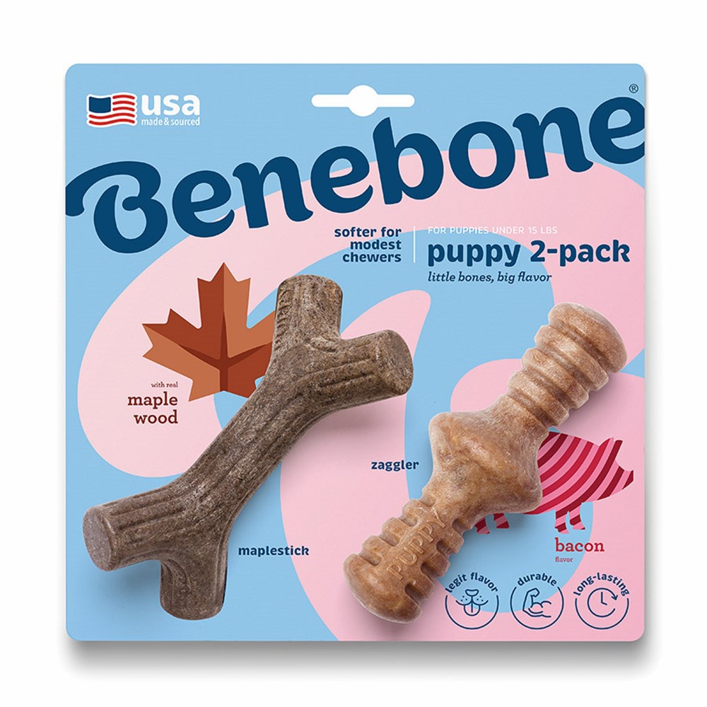 Benebone Puppy 2-Pack Maplestick/Zaggler Bacon Tiny