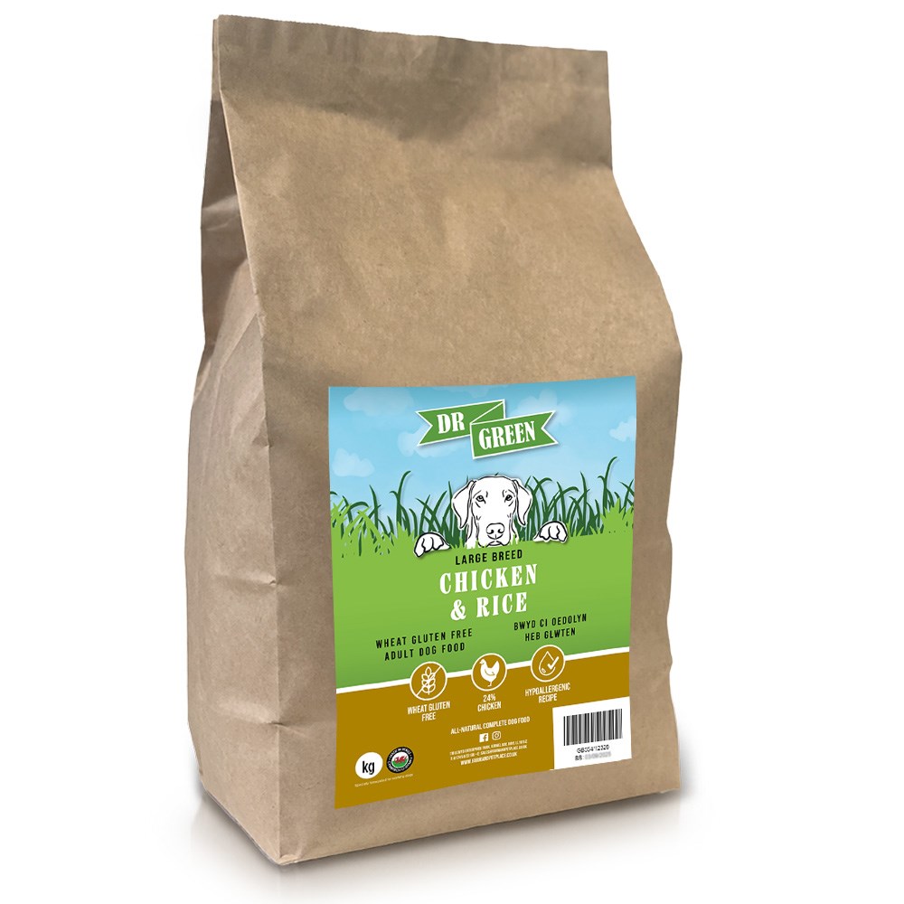 Dr Green Wheat Gluten Free Chicken & Rice Large Breed Dog Food 12kg