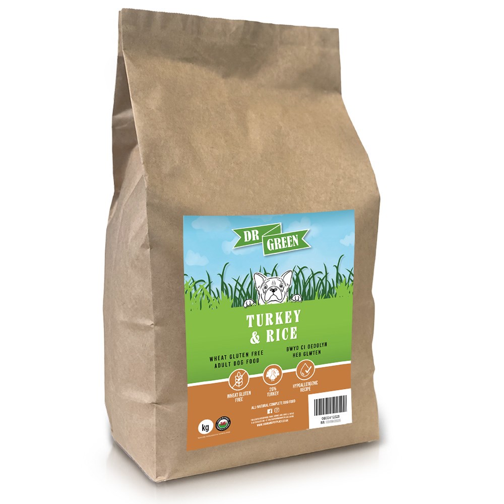 Dr Green Wheat Gluten Free Turkey & Rice Dog Food 2kg