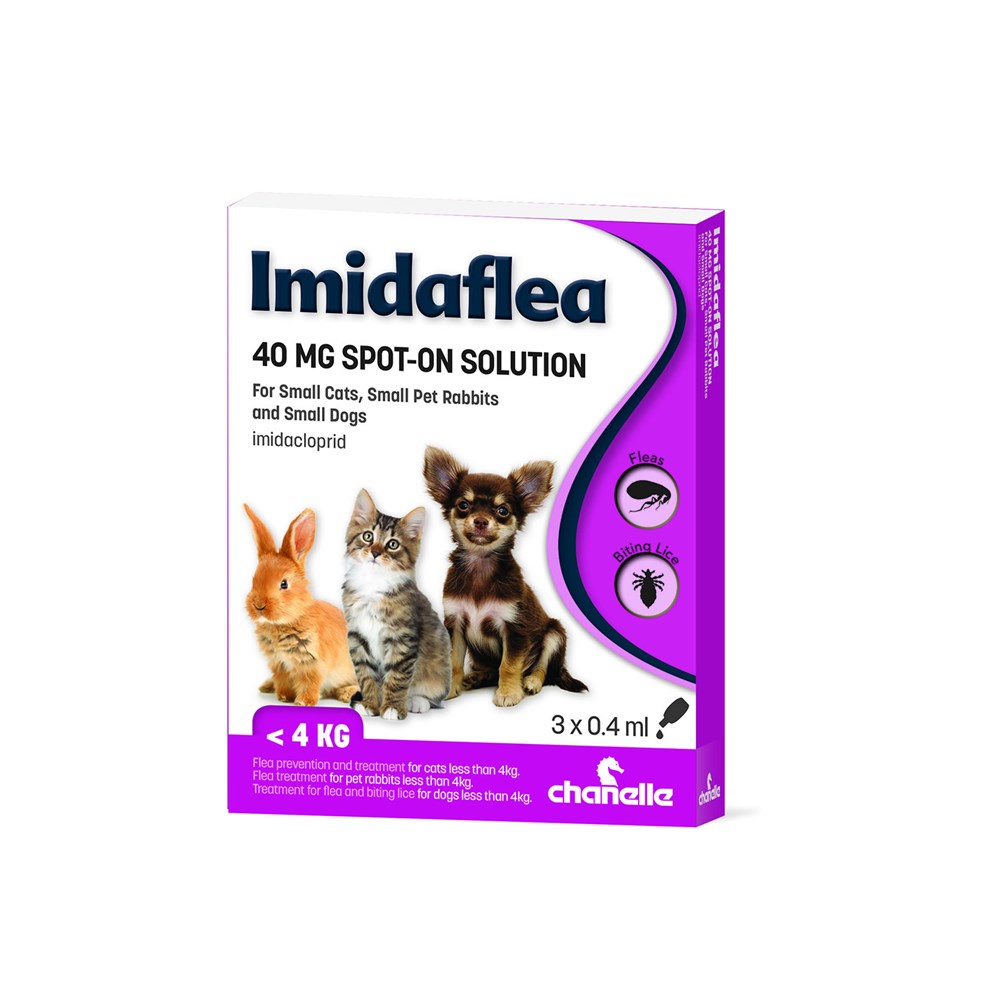 Chanelle Imidaflea 40mg Spot-On for Cats, Dogs & Rabbits under 4kg - 3 Pipettes