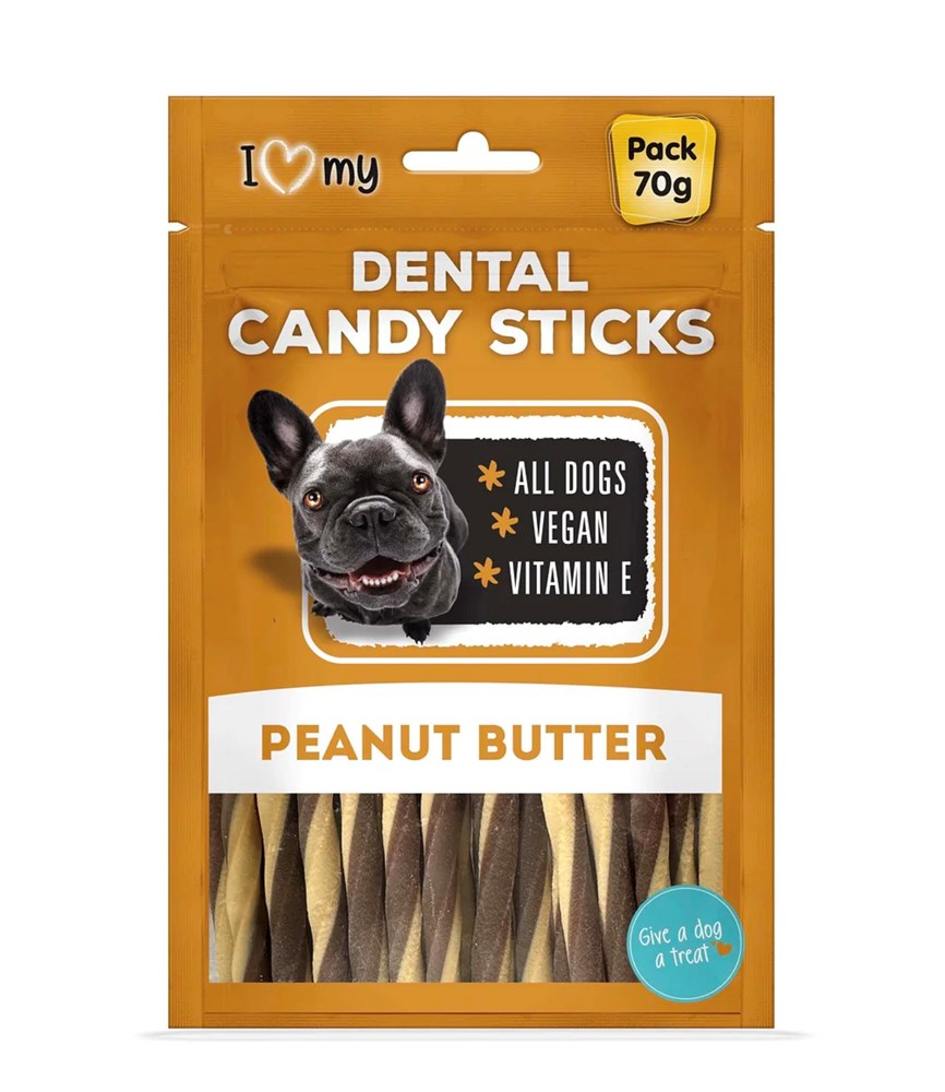 I Love My Pets Candy Dental Sticks Peanut Butter 70g