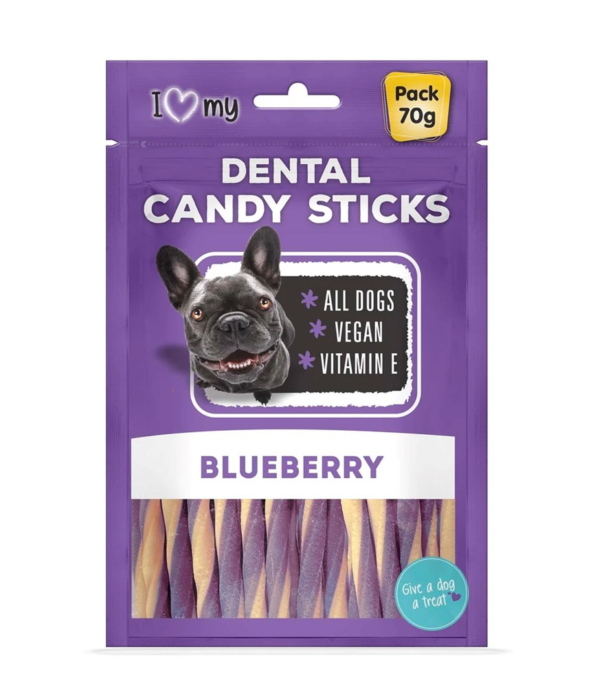 I Love My Pets Candy Dental Sticks Blueberry 70g