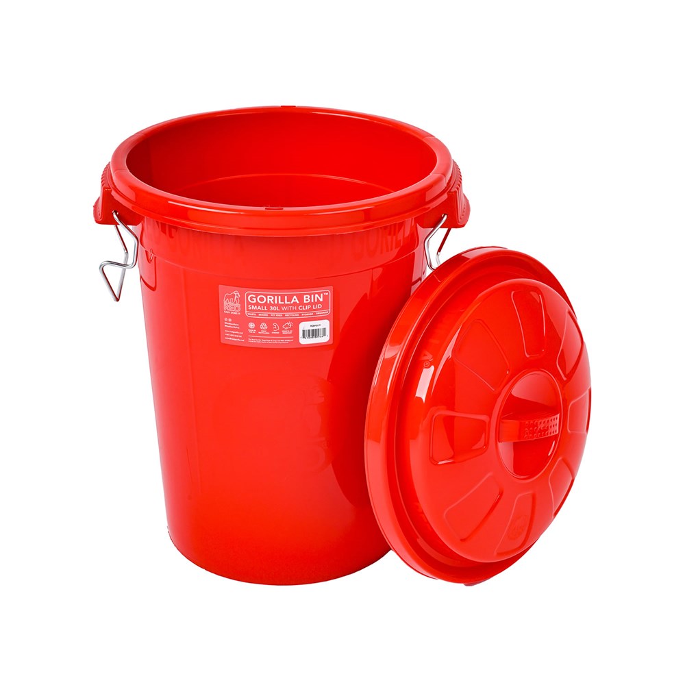 Red Gorilla Bin with Clip Lid Red - 30 Litre
