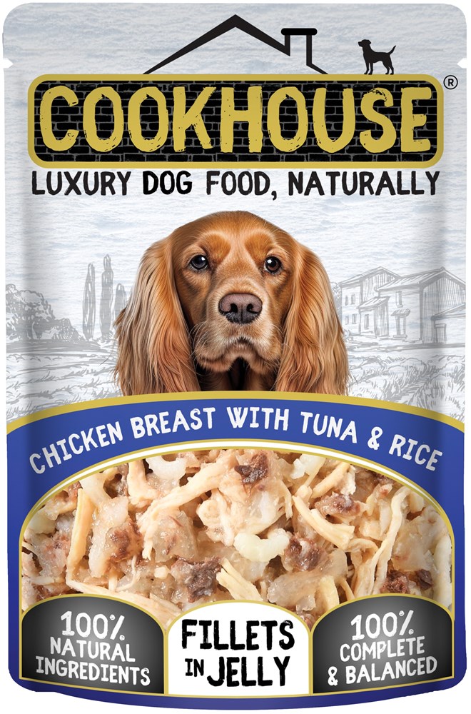 Cookhouse Dog Pouch Fillets Jelly Chicken, Tuna & Rice 15x100g