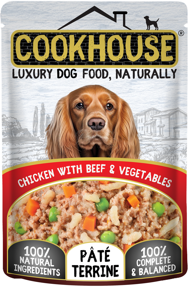 Cookhouse Dog Pouch Terrines Chicken, Beef & Veg 15x100g