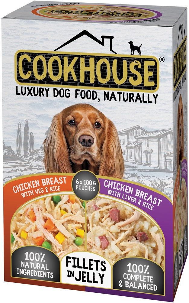 Cookhouse Dog Pouch Fillets Jelly Chicken & Veg/Chicken & Liver 6 x 100g