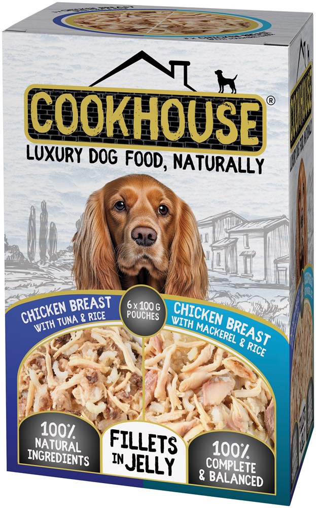 COOKHOUSE Dog Pouch Fillets Jelly Chicken & Tuna/Chicken & Mackerel 6 x 100g