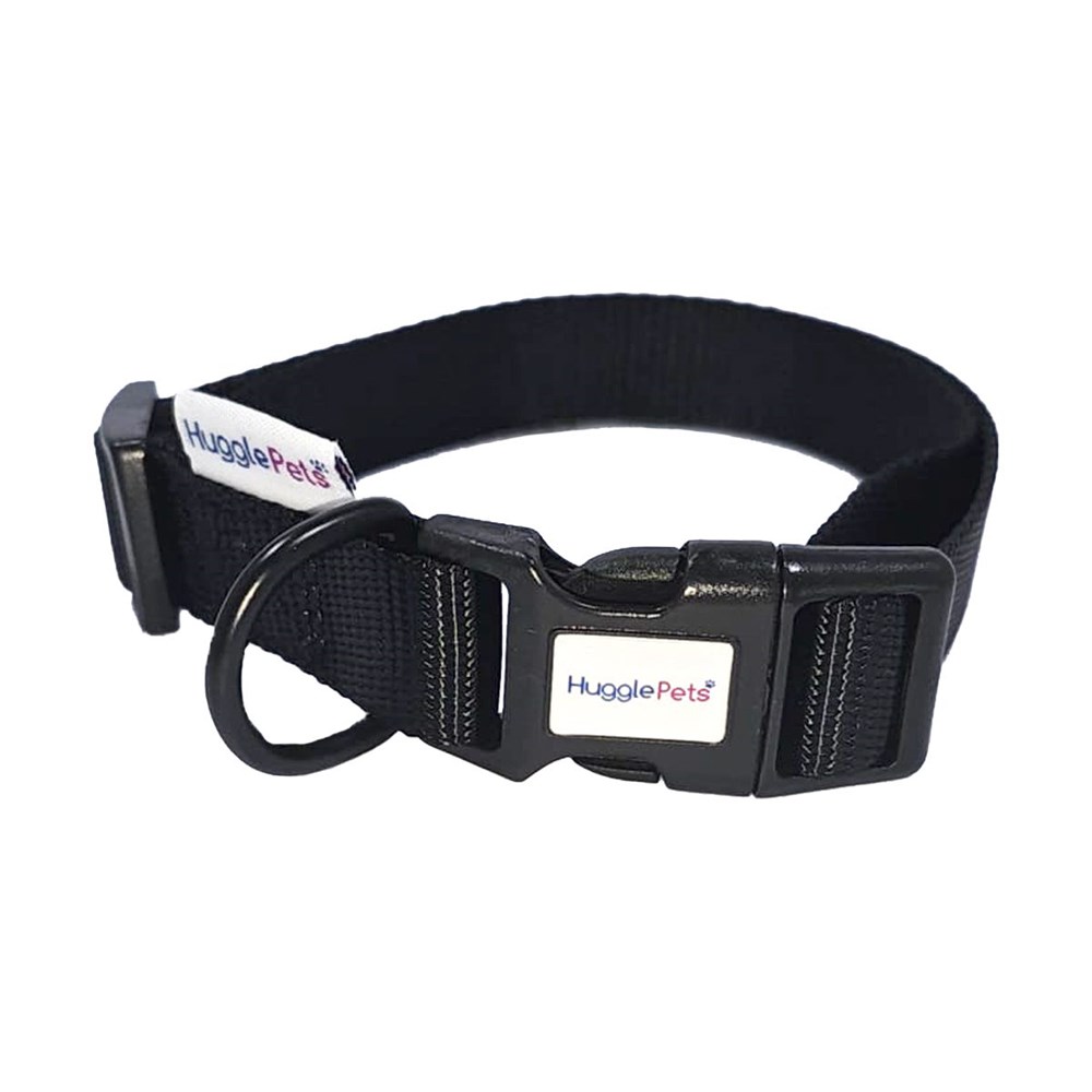 HugglePets Adjustable Snappy Dog Collar Black Small 20-30cm