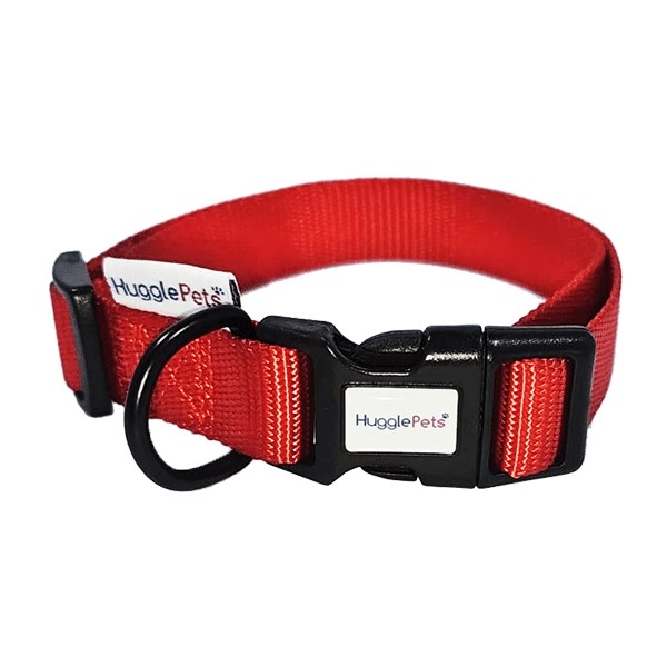 HugglePets Adjustable Snappy Dog Collar Red Small 20-30cm