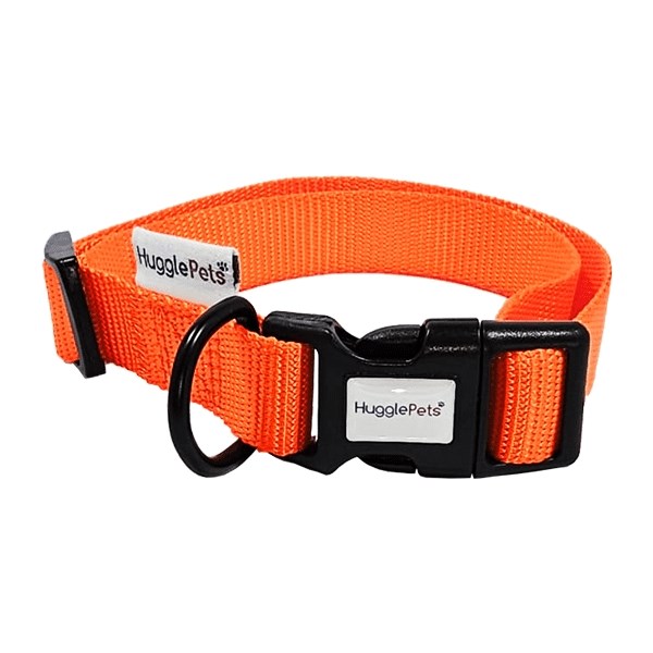 HugglePets Adjustable Snappy Dog Collar Orange Small 20-30cm