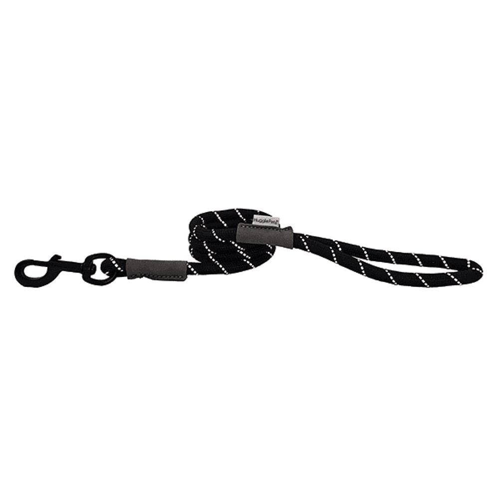 HugglePets Reflective Rope Lead Black 107 x 1.2cm