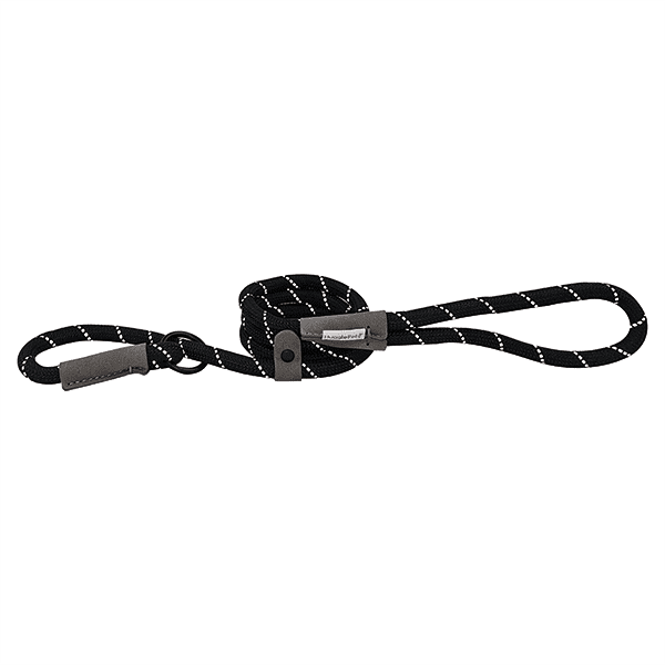 HugglePets Reflective Rope Slip Lead Black 100 x 0.8cm