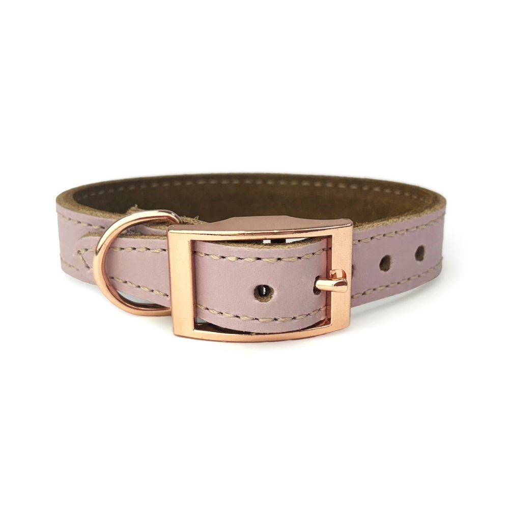 Skye & Murphy Padded Leather Collar Blush X Small