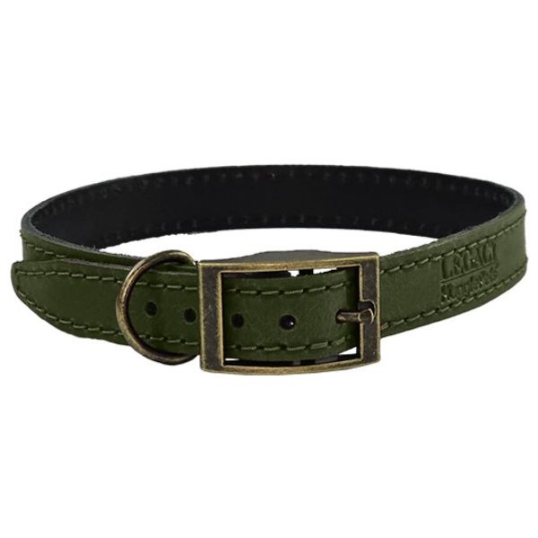 HugglePets Legacy Leather Dog Collar Khaki X Small