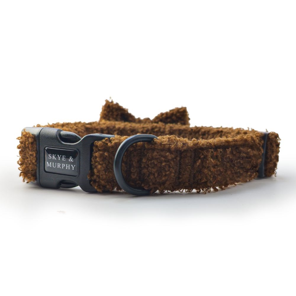 Skye & Murphy Teddy Dog Collar & Bow Tie Espresso Small