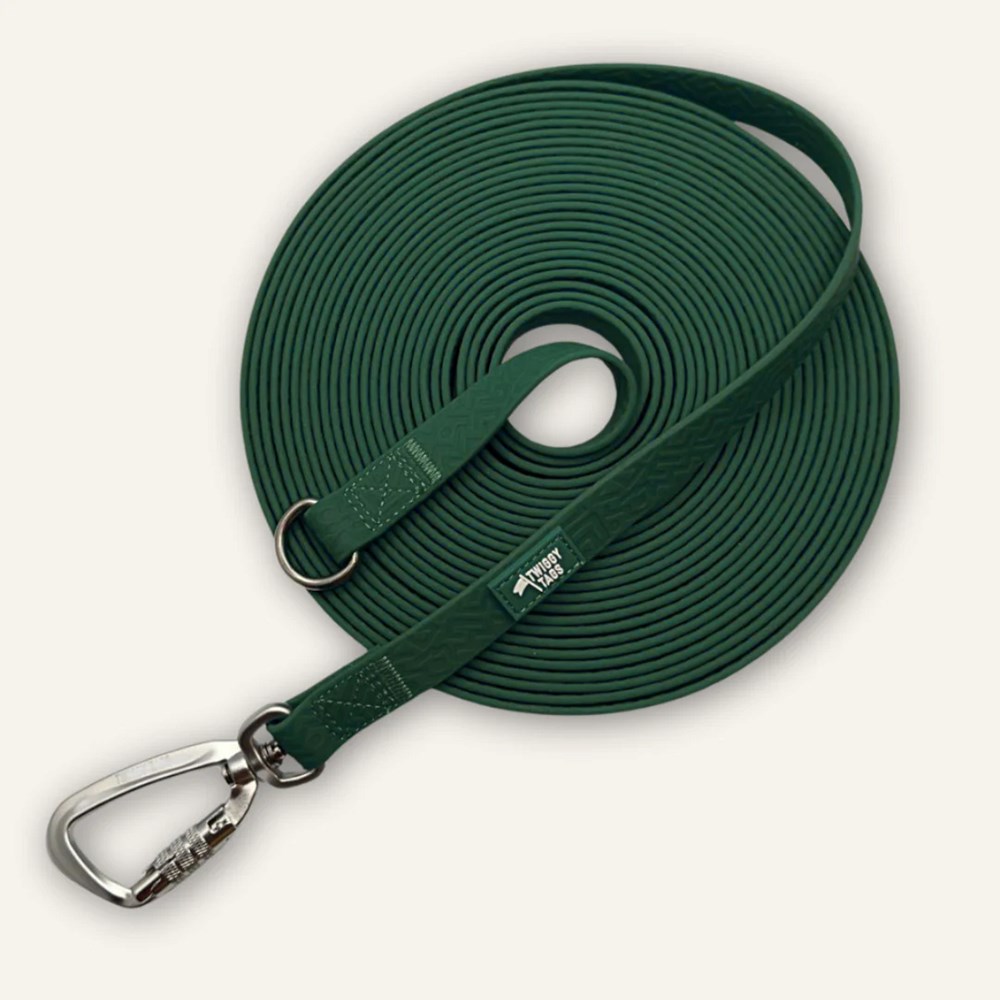 Twiggy Tags Tidal Waterproof Longline Dog Lead Fern 10m