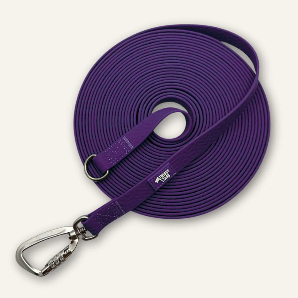 Twiggy Tags Tidal Waterproof Longline Dog Lead Amethyst 10m