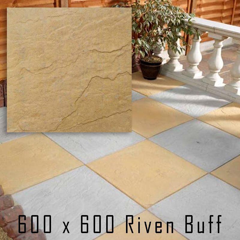 Riven Slab - Buff Stone 600x600