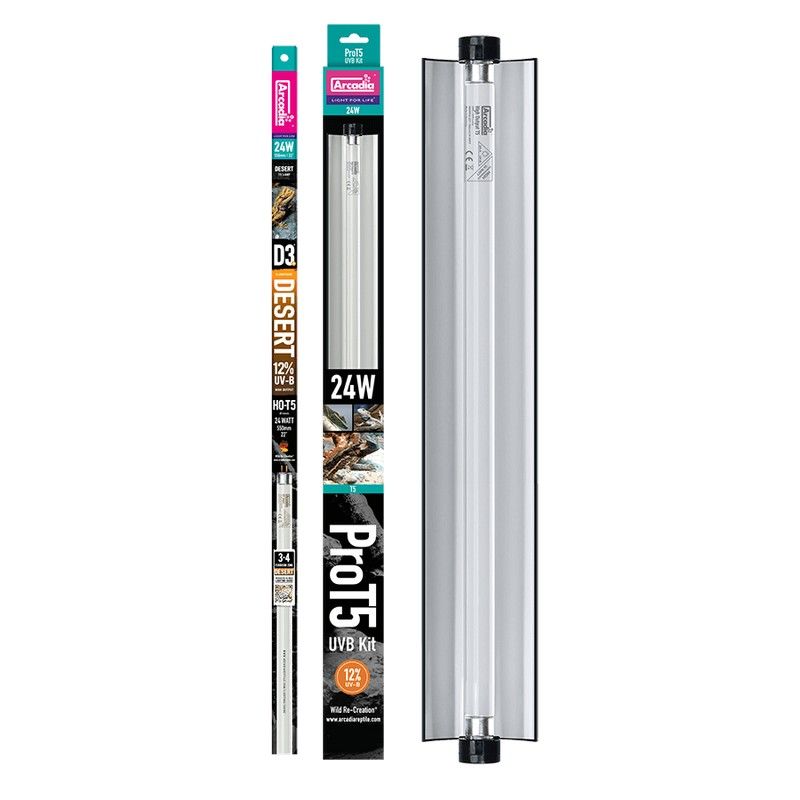 Arcadia Pro T5 UVB Kit, Desert, 12% UV-B, 24 Watt