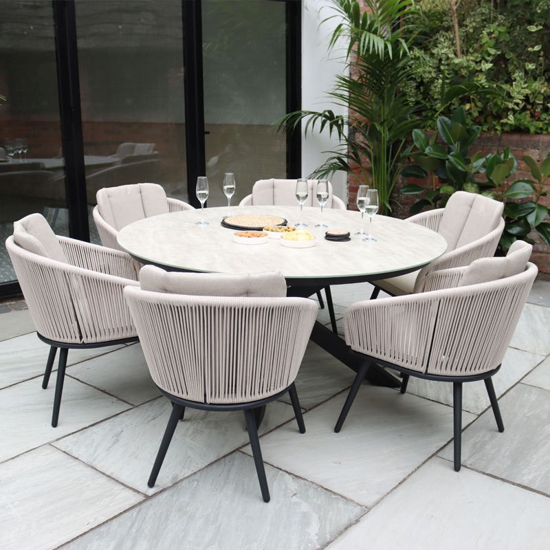 Bali 150cm Round Ceramic Table with 6 Bali Chairs Bali 150cm Round Ceramic Table with 6 Bali Chairs