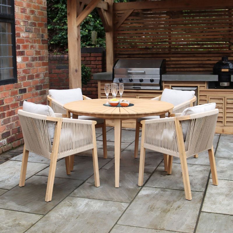 Roma 120cm Round Sunray Table with 4 Dining Chairs Roma 120cm Round Sunray Table with 4 Dining Chairs