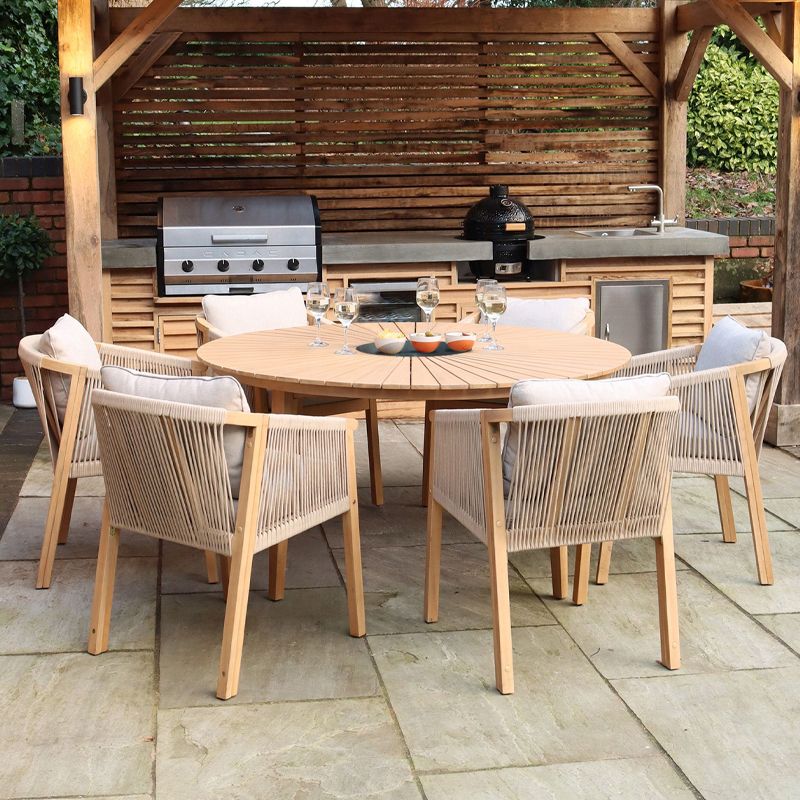 Roma 150cm Round Sunray Table with 6 Dining Chairs Roma 150cm Round Sunray Table with 6 Dining Chairs