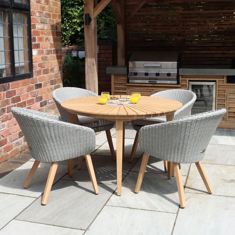Roma 120cm Round Sunray Table with 4 Dining Chairs Roma 120cm Round Sunray Table with 4 Dining Chairs
