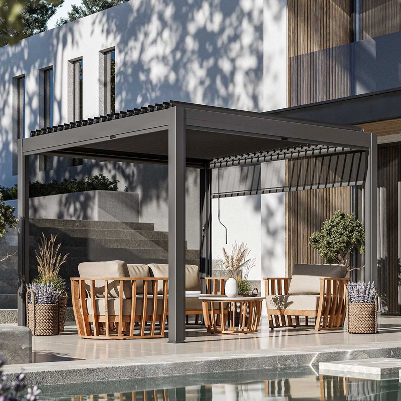 Luxe 3x3m Pergola (Solar Lighting System & Voice Control)