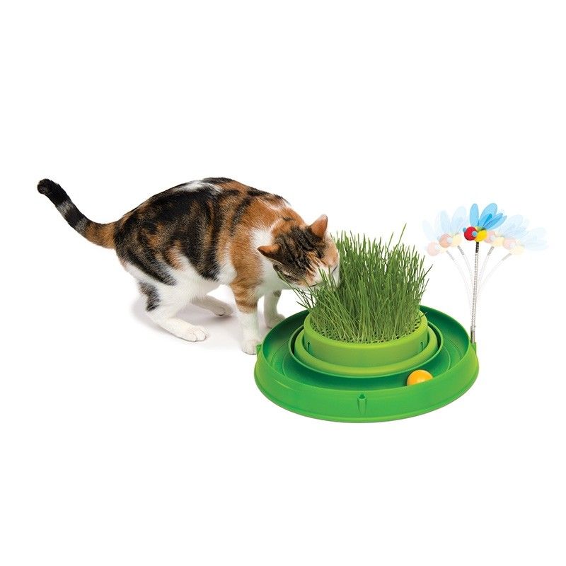Catit Play Circuit Ball Toy With Grass Green