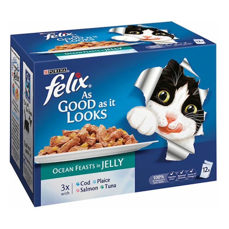 Felix AGAIL Cat Pouch Ocean Feasts 100g 12-Pack