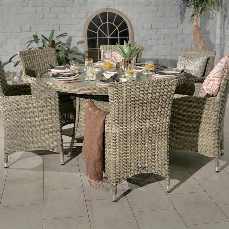 WENTWORTH 6 Seater Round Carver Dining Set