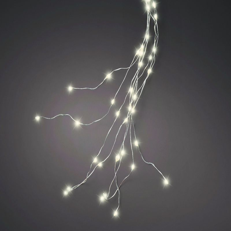 210cm Micro Sparkle Warm White LEDs with Silver Wire