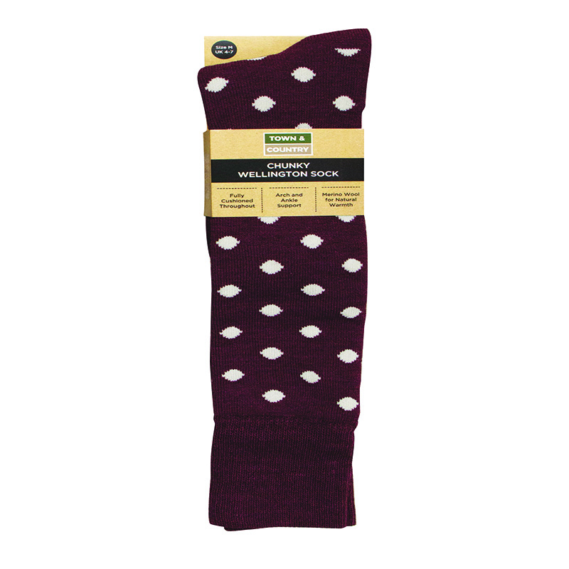 Wellington Boot Sock Aubergine Size 4-7