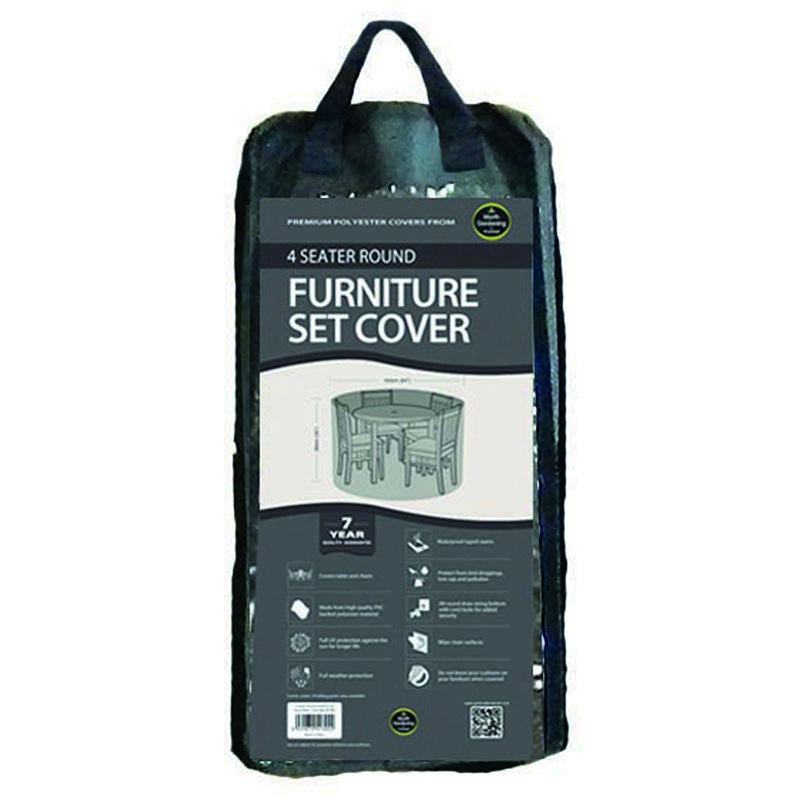 4 Seater Round Furniture Set Cover Black