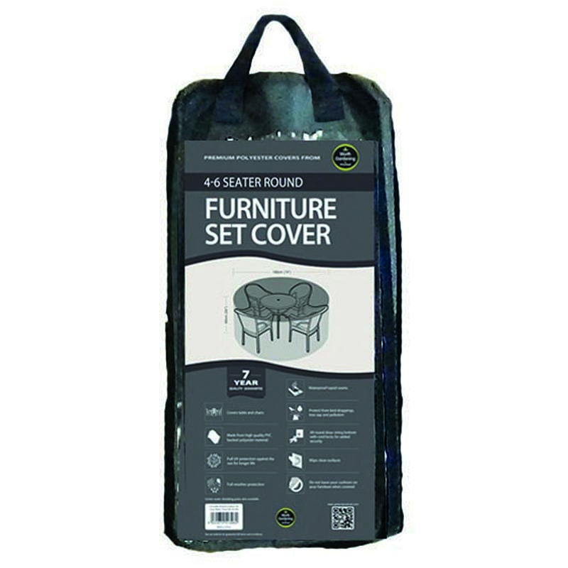 4-6 Seat Round Furniture Set Cover Black