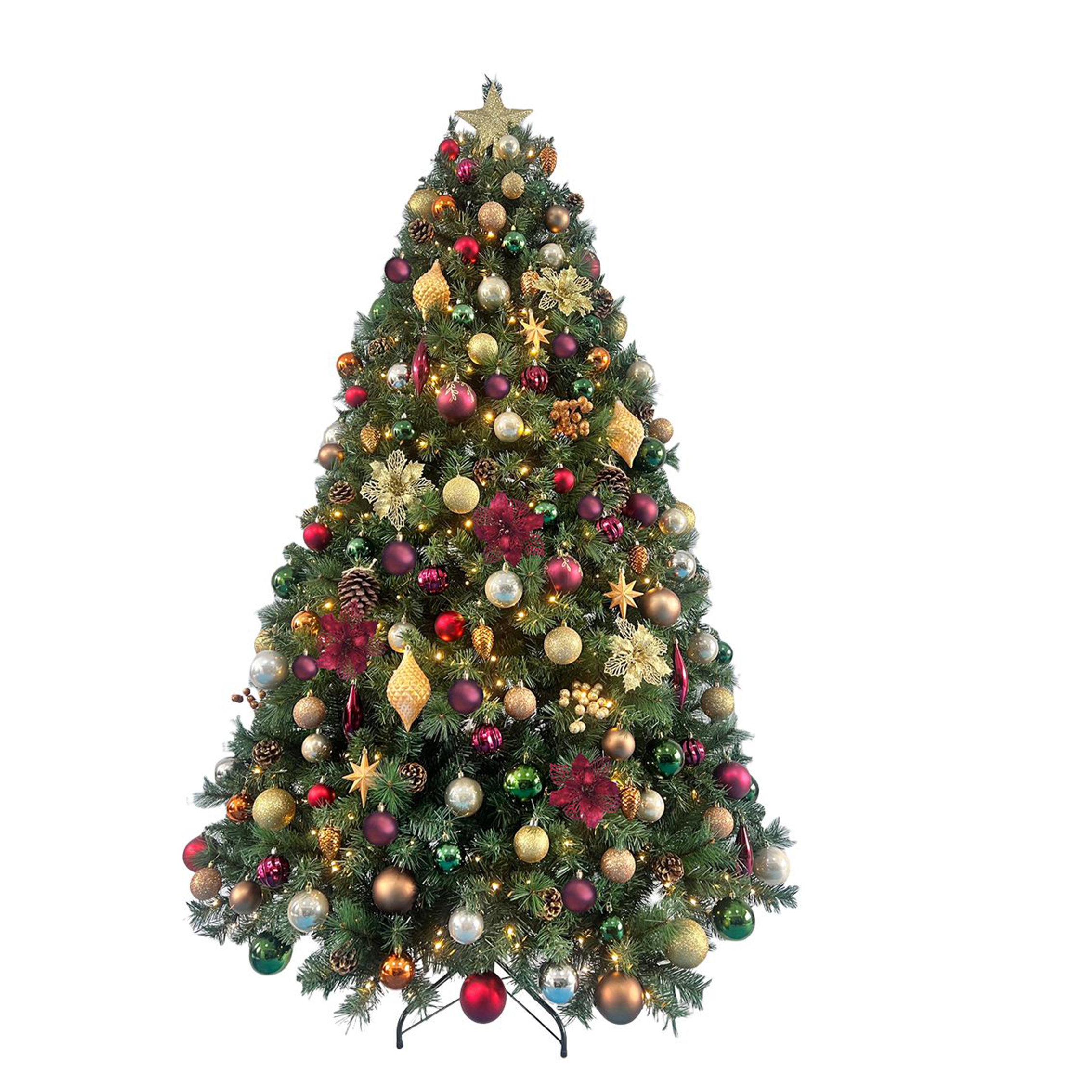 Prelit Deco Tree Burgandy/Gold