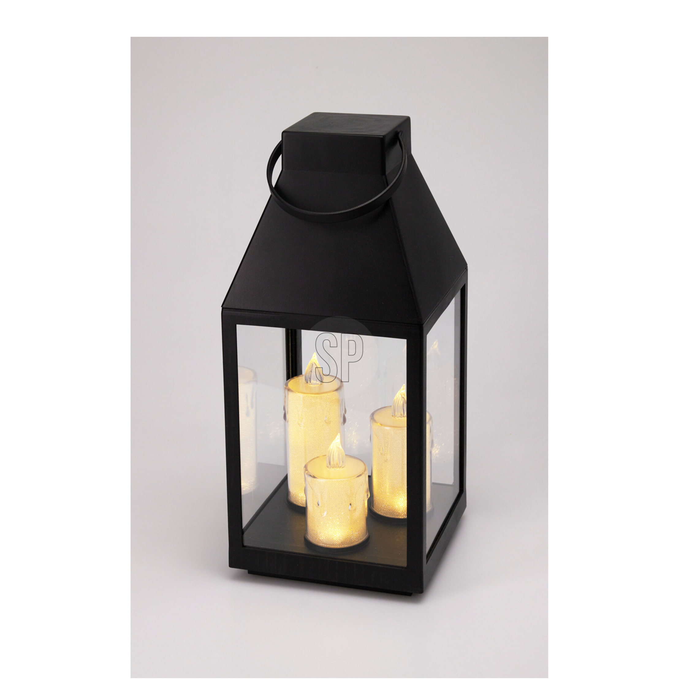 Lantern With 3 Faux Candles