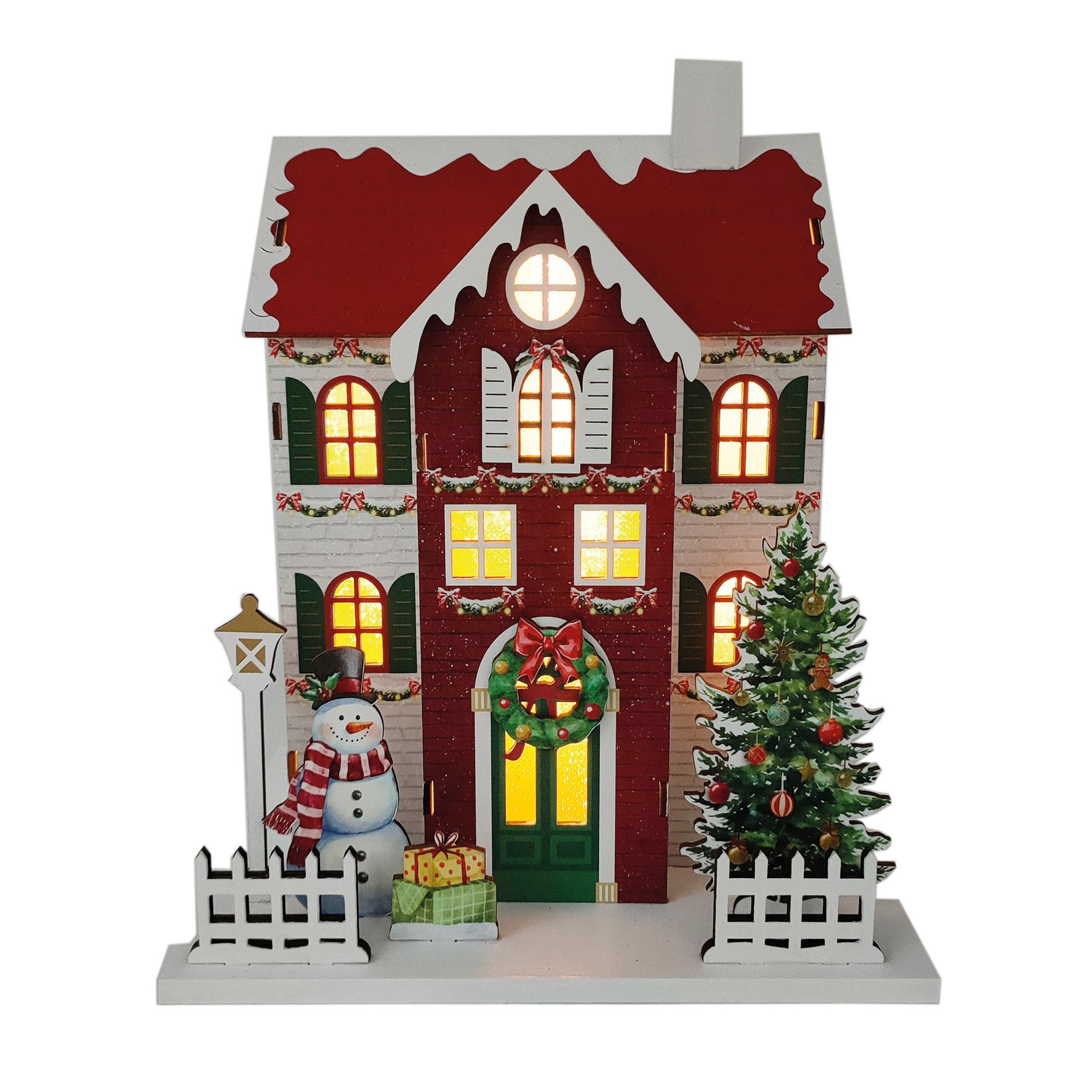 LED Christmas House Red 24x24cm
