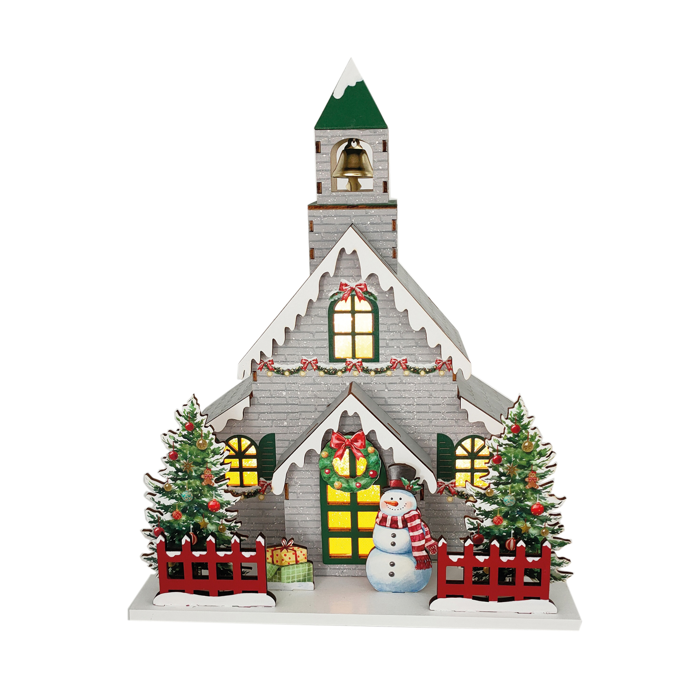 LED Christmas Church Grey 24x30cm