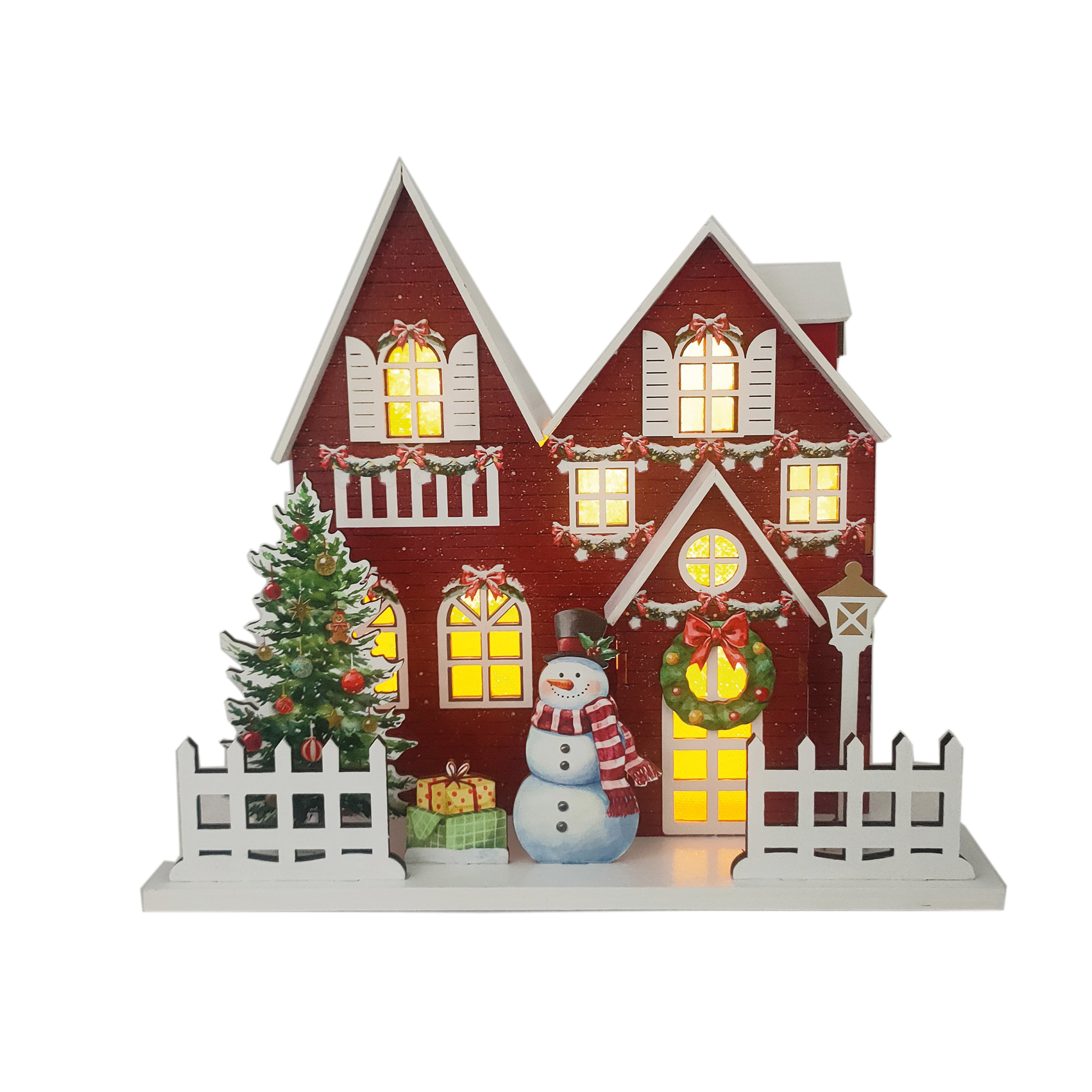 LED Christmas House Red 24x22cm