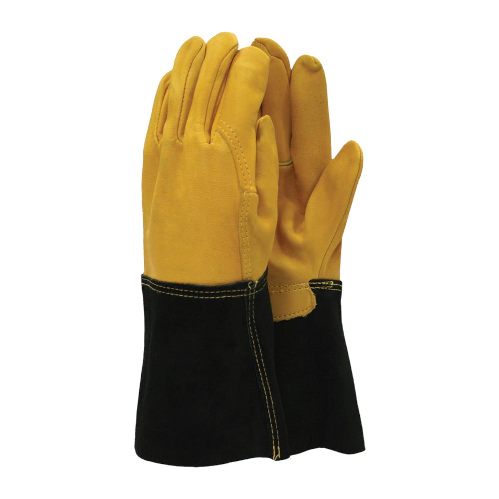 Deluxe Premium Leather Gauntlet Gloves Medium