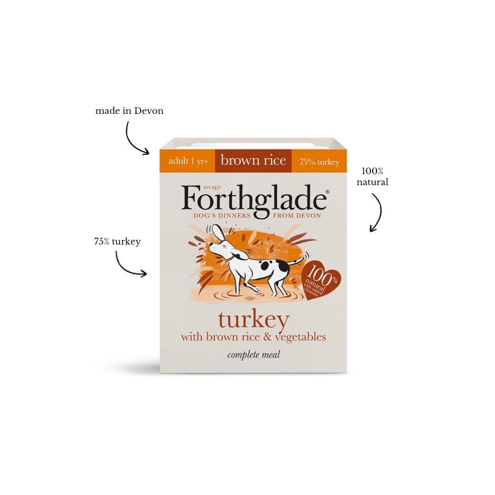 Forthglade Turkey with brown rice & vegetables natural wet dog food (395g)