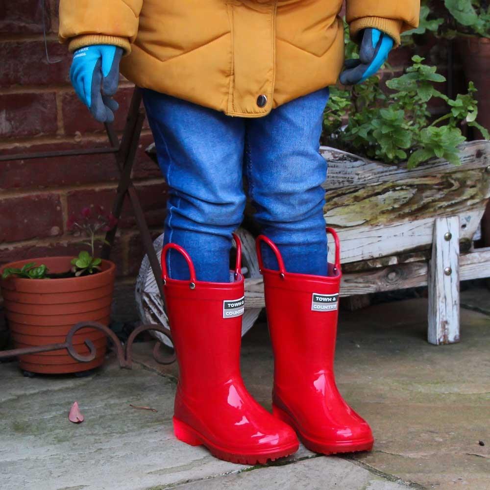 Kids Light Up Pvc Wellies Red Size 8