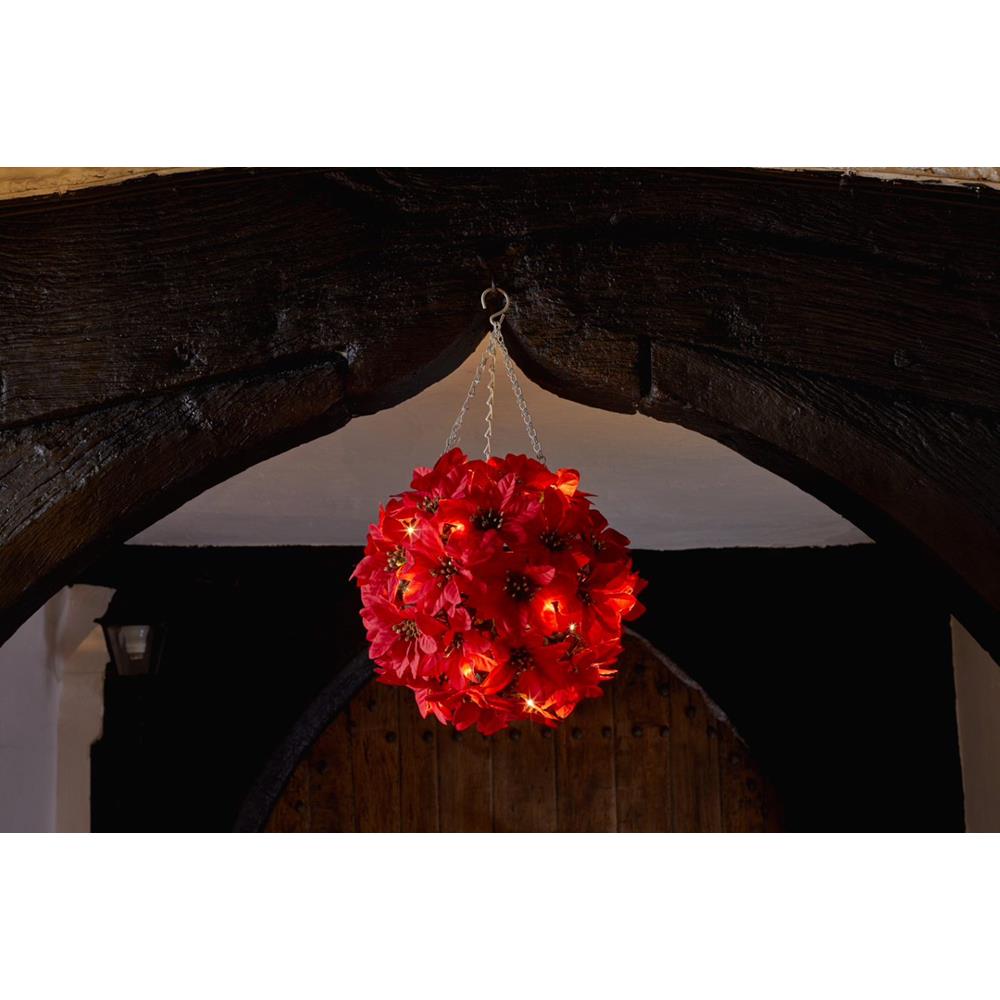 Inlit Poinsettia Ball - 30Cm ball