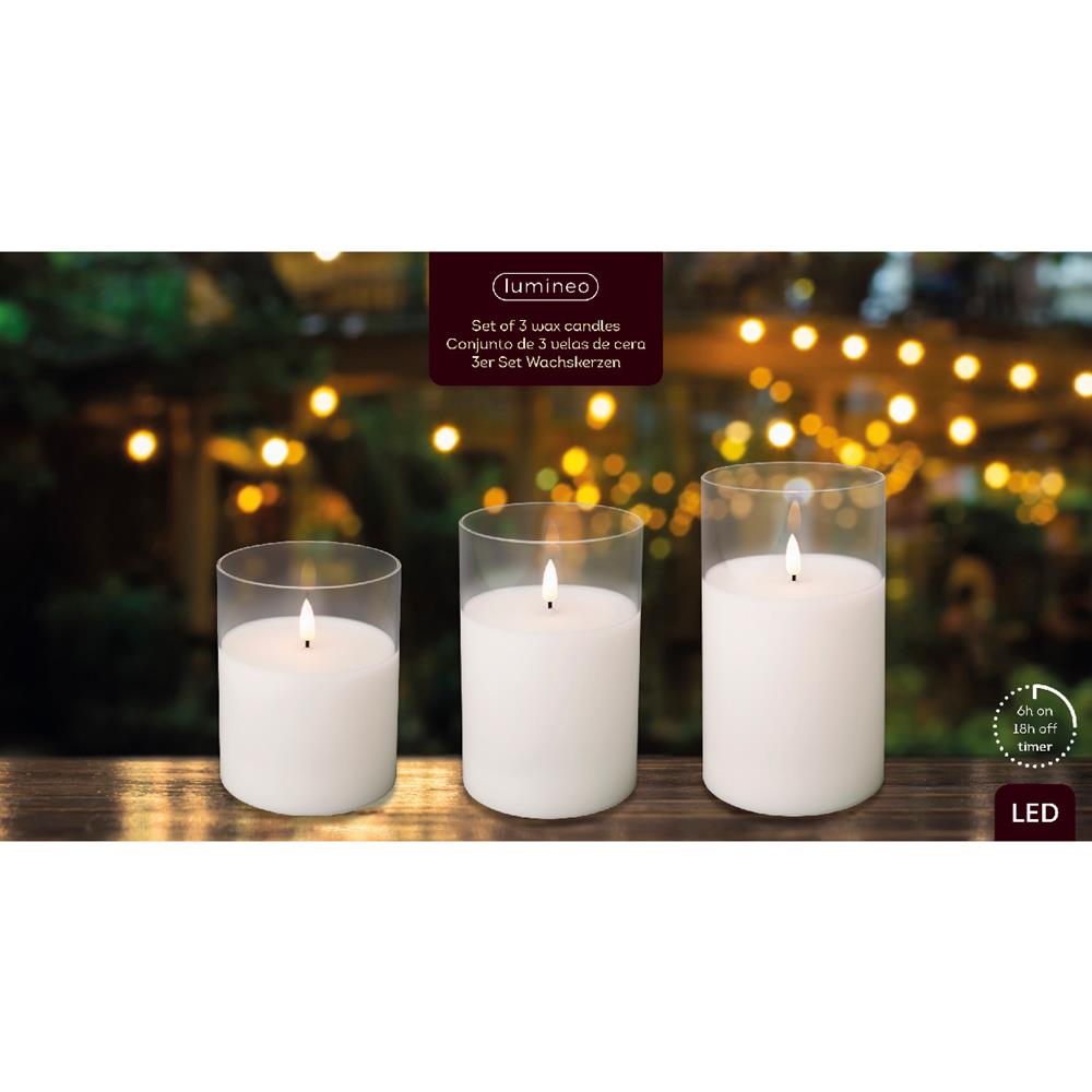 Led Wick Candle Glass Cylinder Box Indoor